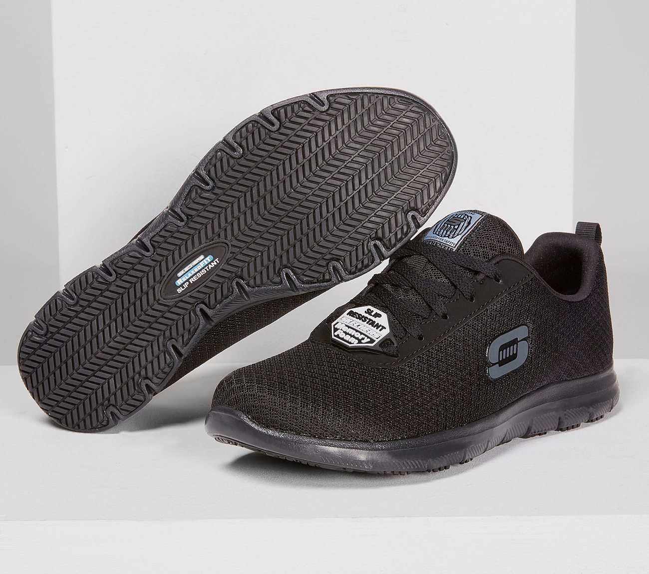 Skechers Lace Up Mesh Upper With Slip Resistant